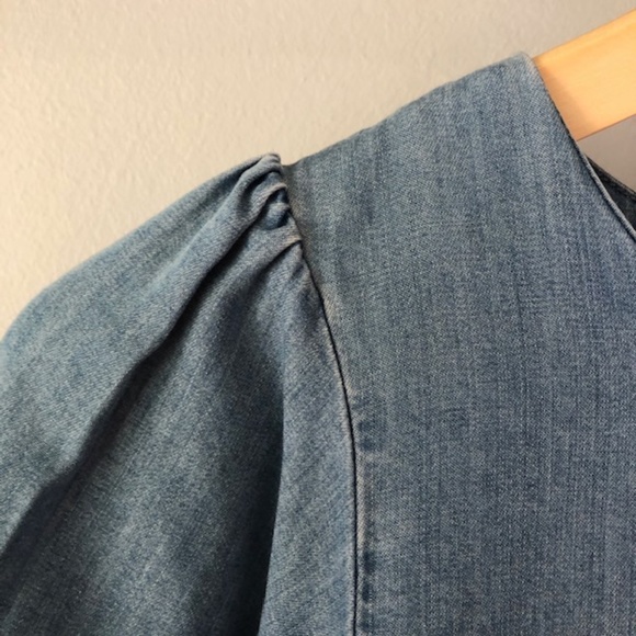 Zara Chambray Flutter Sleeve Shift Dress XS - Picture 5 of 7